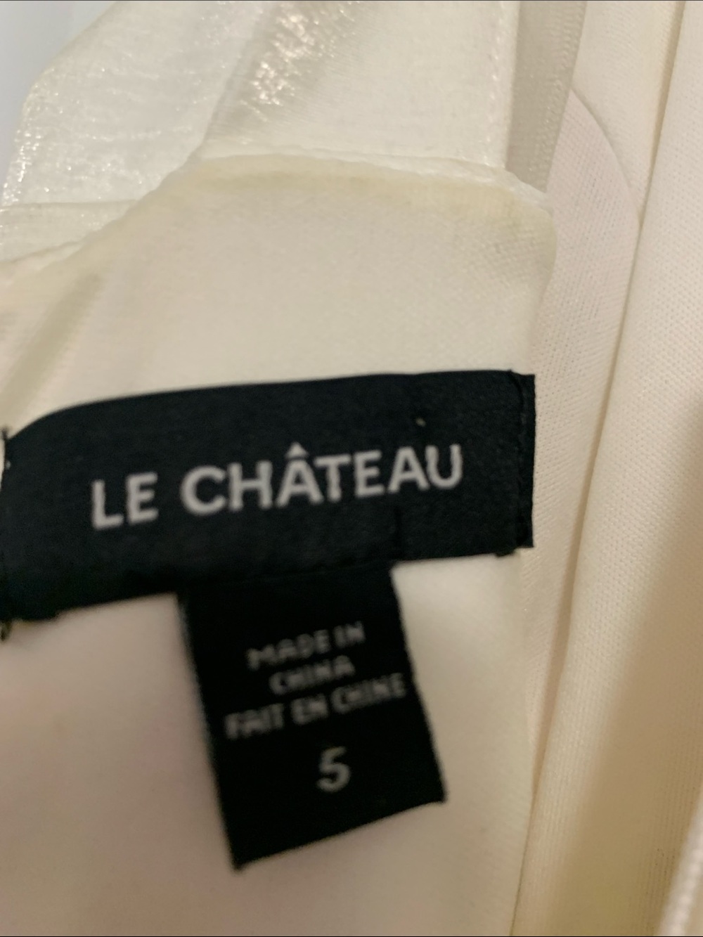 Le Chateau Ivory Maxi Dress with Pink Floral Print and Beaded Waist - Picture 6 of 6